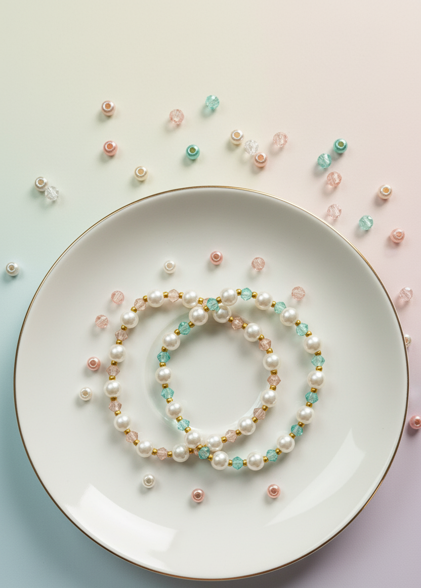 β¨ Elegant Pearl Beaded Bracelets β Pastel Crystal Design β¨