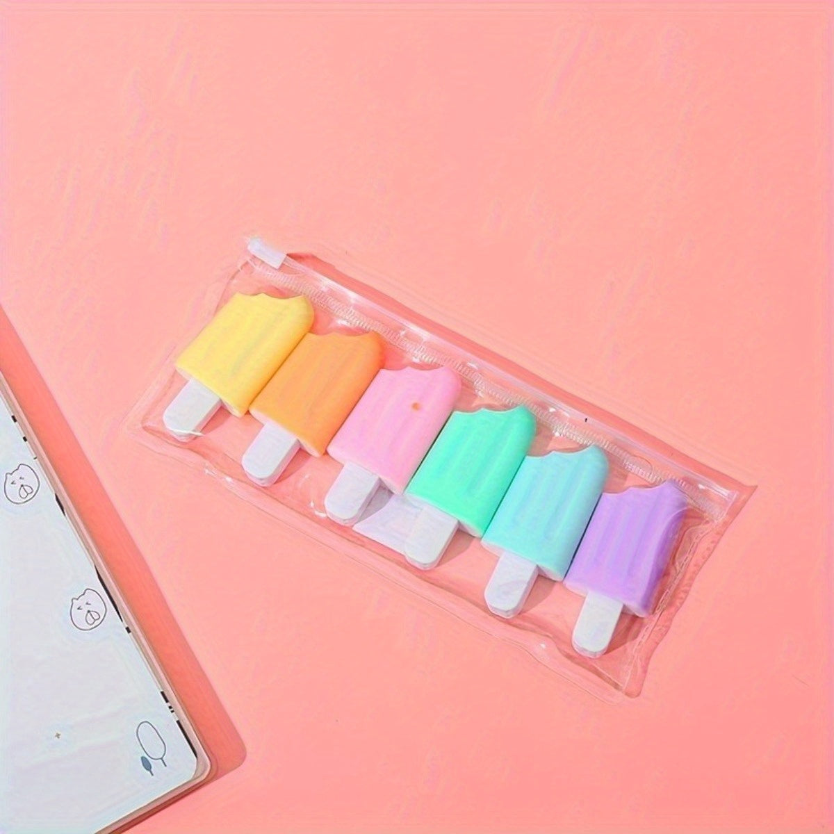 6pcs Mini Ice Cream Popsicles In Colorful Fluorescent Pens!