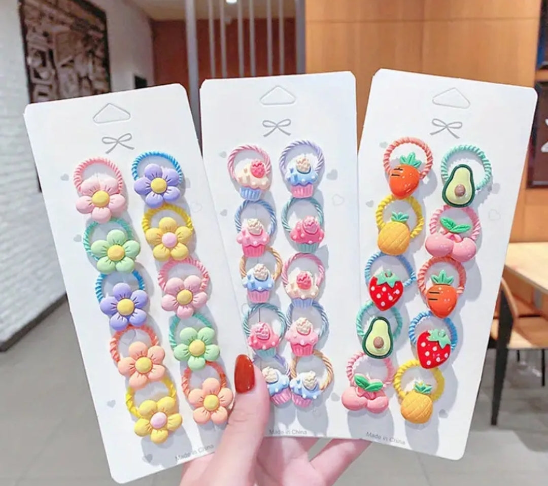 6pcs Assorted Varieties Elastic Hair Ties, Cartoon Cute Hair Band For Girls