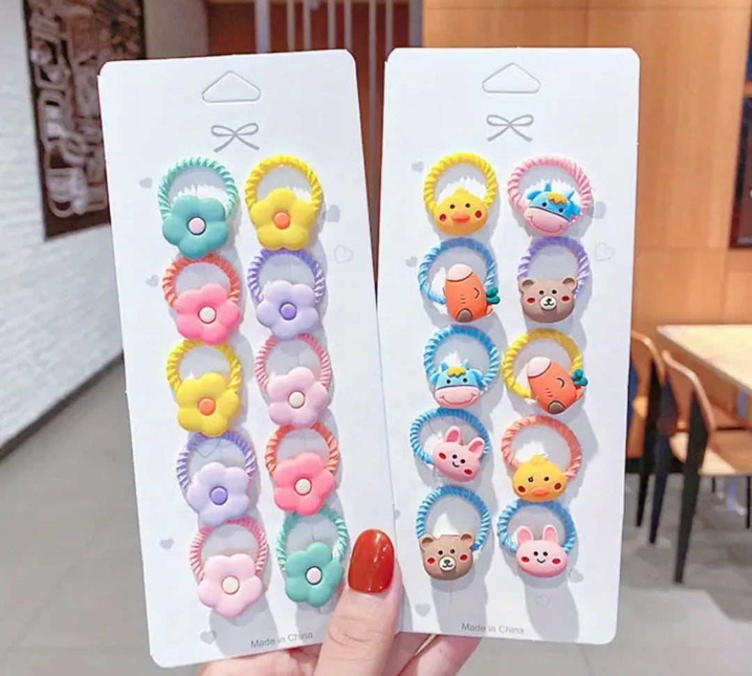 6pcs Assorted Varieties Elastic Hair Ties, Cartoon Cute Hair Band For Girls