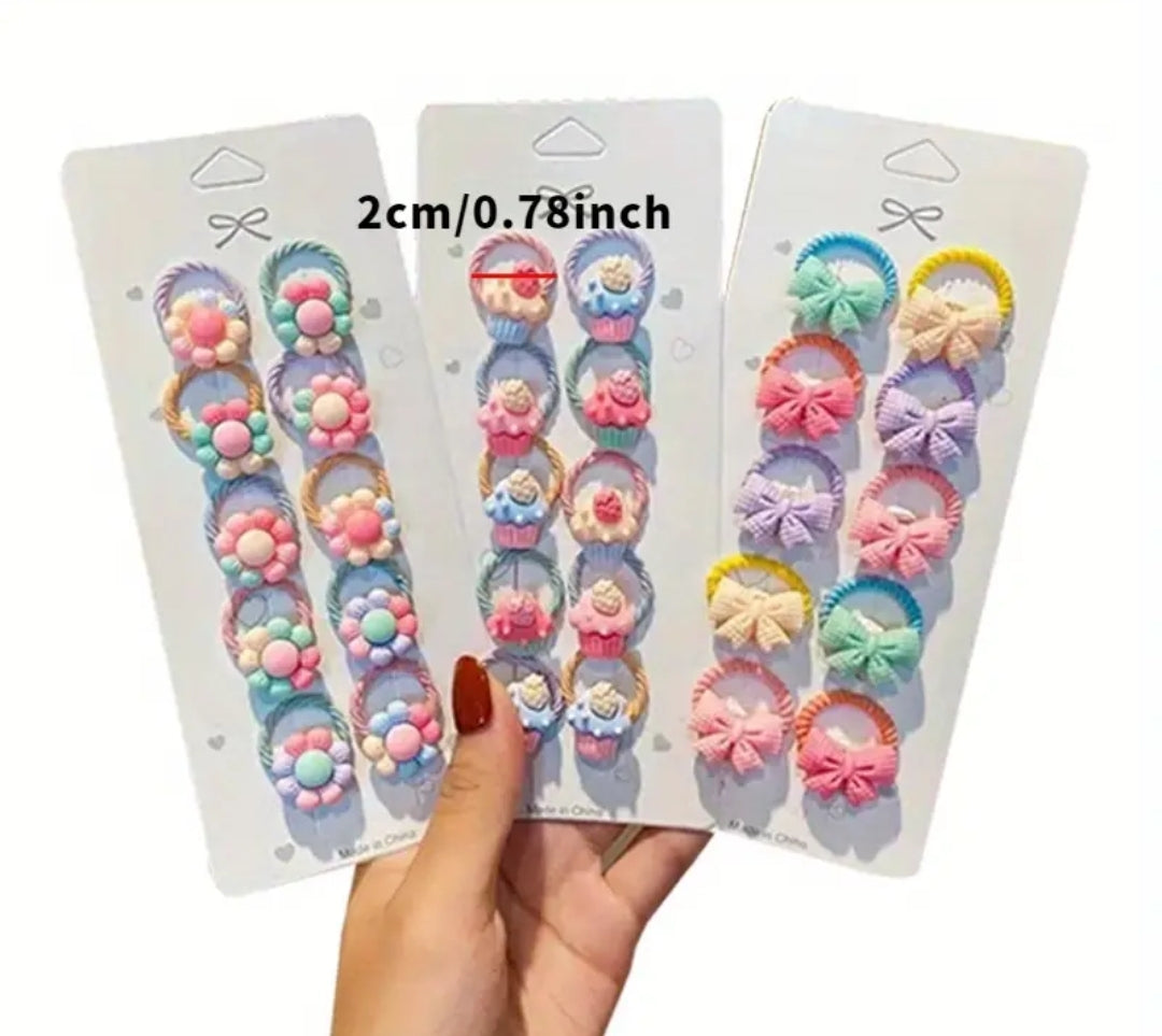 6pcs Assorted Varieties Elastic Hair Ties, Cartoon Cute Hair Band For Girls