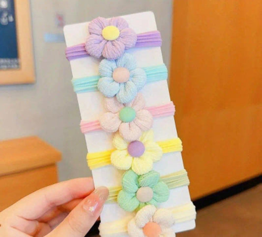 1pair Colorful Flowers Bow Decor Hair Tie Hair Accessories For Girls