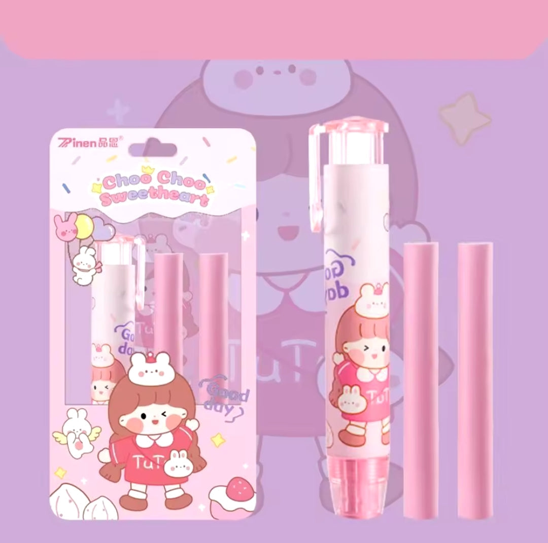 1pc, Retractable Push-type Eraser, Drawing Design,Stylish Stationery for kids