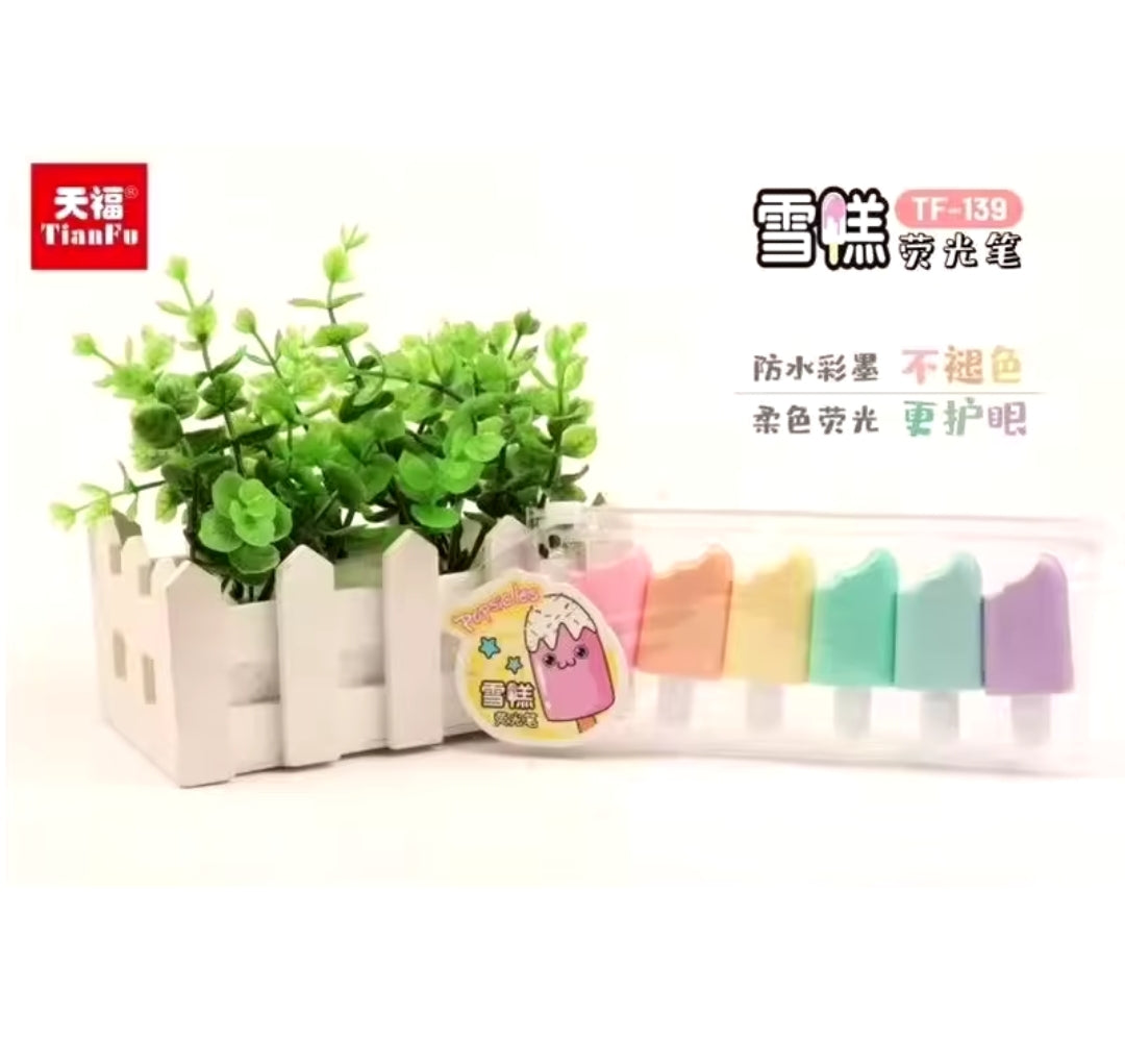 6pcs Mini Ice Cream Popsicles In Colorful Fluorescent Pens!
