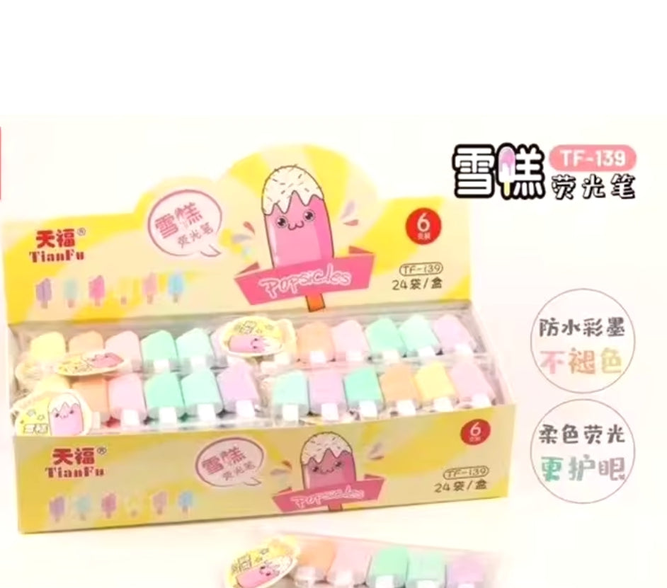 6pcs Mini Ice Cream Popsicles In Colorful Fluorescent Pens!