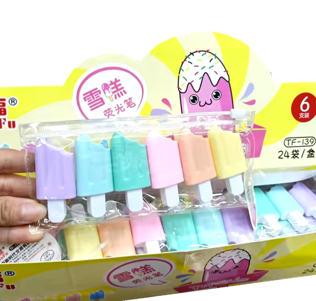 6pcs Mini Ice Cream Popsicles In Colorful Fluorescent Pens!