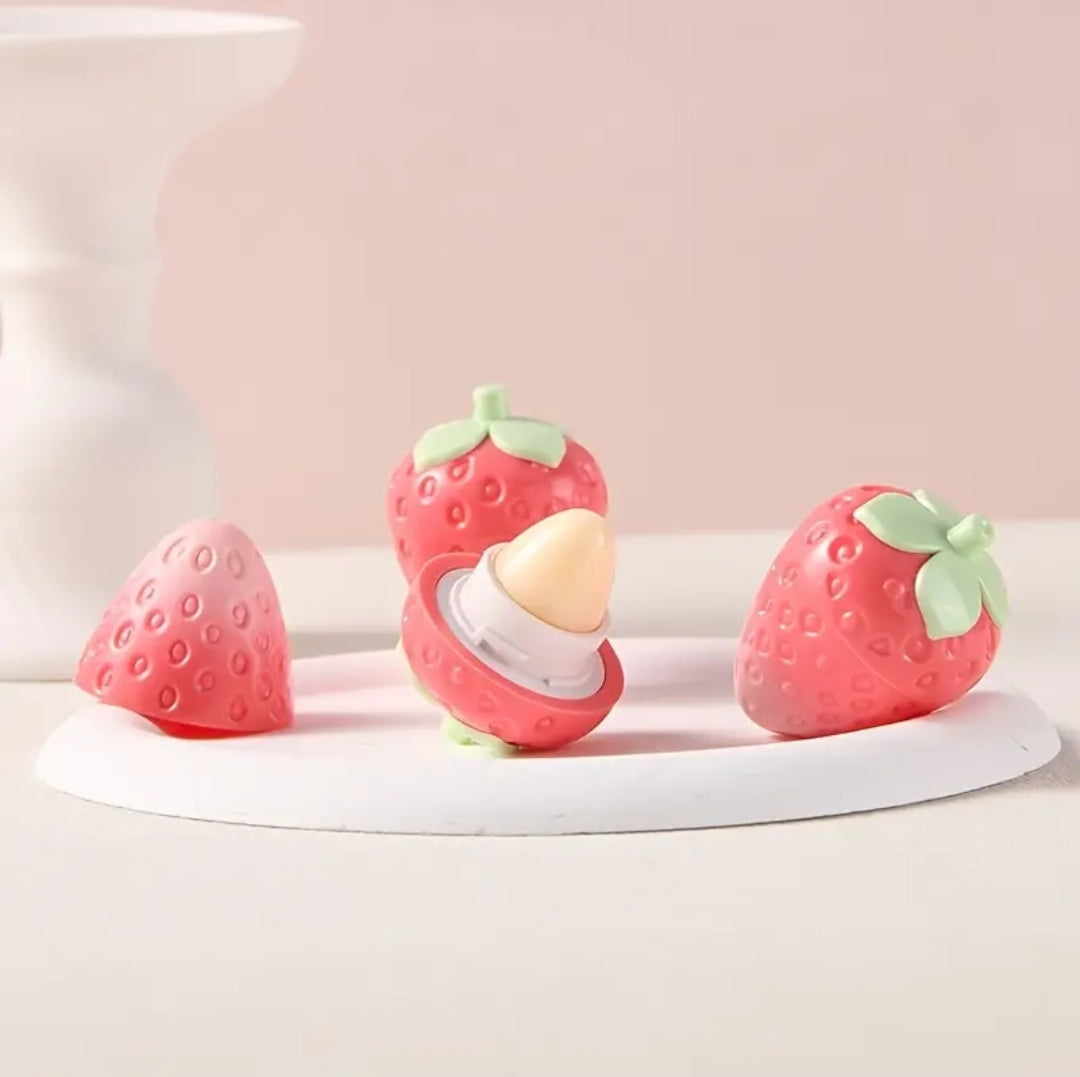 Mini Strawberry Warm Change Lip Balm Moisturizing Anti-dry Easy To Carry Anti-cracking Lipstick Colored Lip Tint Makeup Gloss