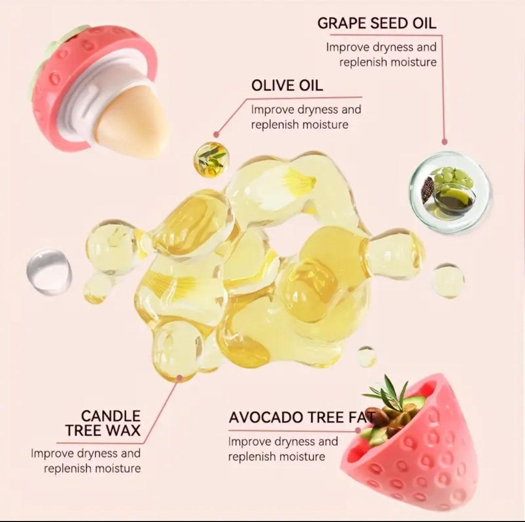 Mini Strawberry Warm Change Lip Balm Moisturizing Anti-dry Easy To Carry Anti-cracking Lipstick Colored Lip Tint Makeup Gloss