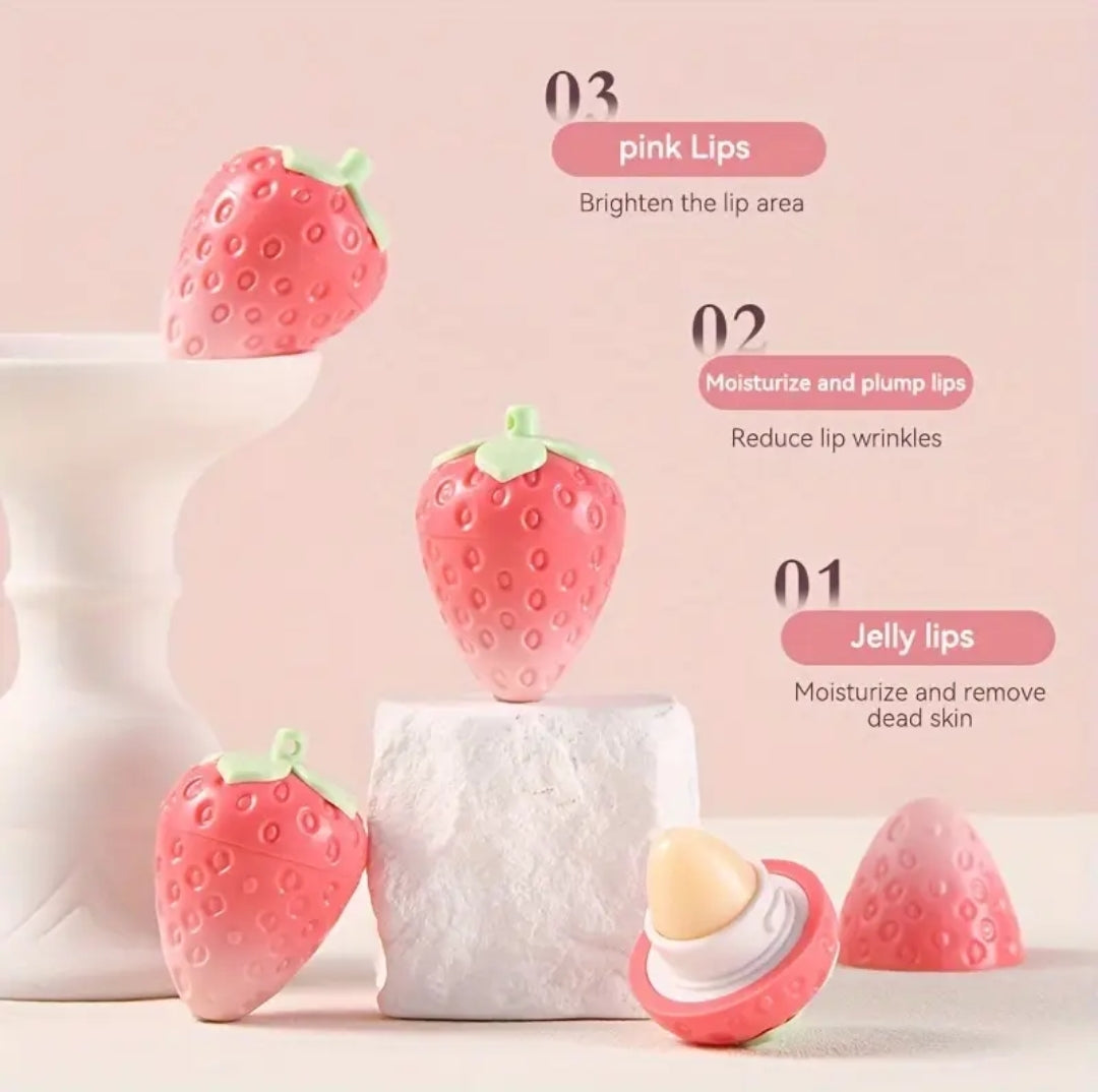 Mini Strawberry Warm Change Lip Balm Moisturizing Anti-dry Easy To Carry Anti-cracking Lipstick Colored Lip Tint Makeup Gloss