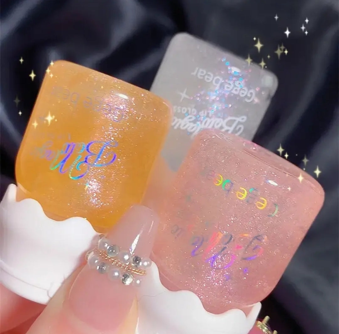 Cute Milk Jar Lip gloss Colorless Glitter Long Lasting Moisturizing Lips