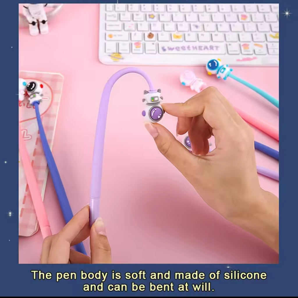 Fun Astronaut Soft Silicone Gel Pens | Cartoon Shake Black Ink Signature Pen, Perfect for School, Office, and Student Stationery Gifts