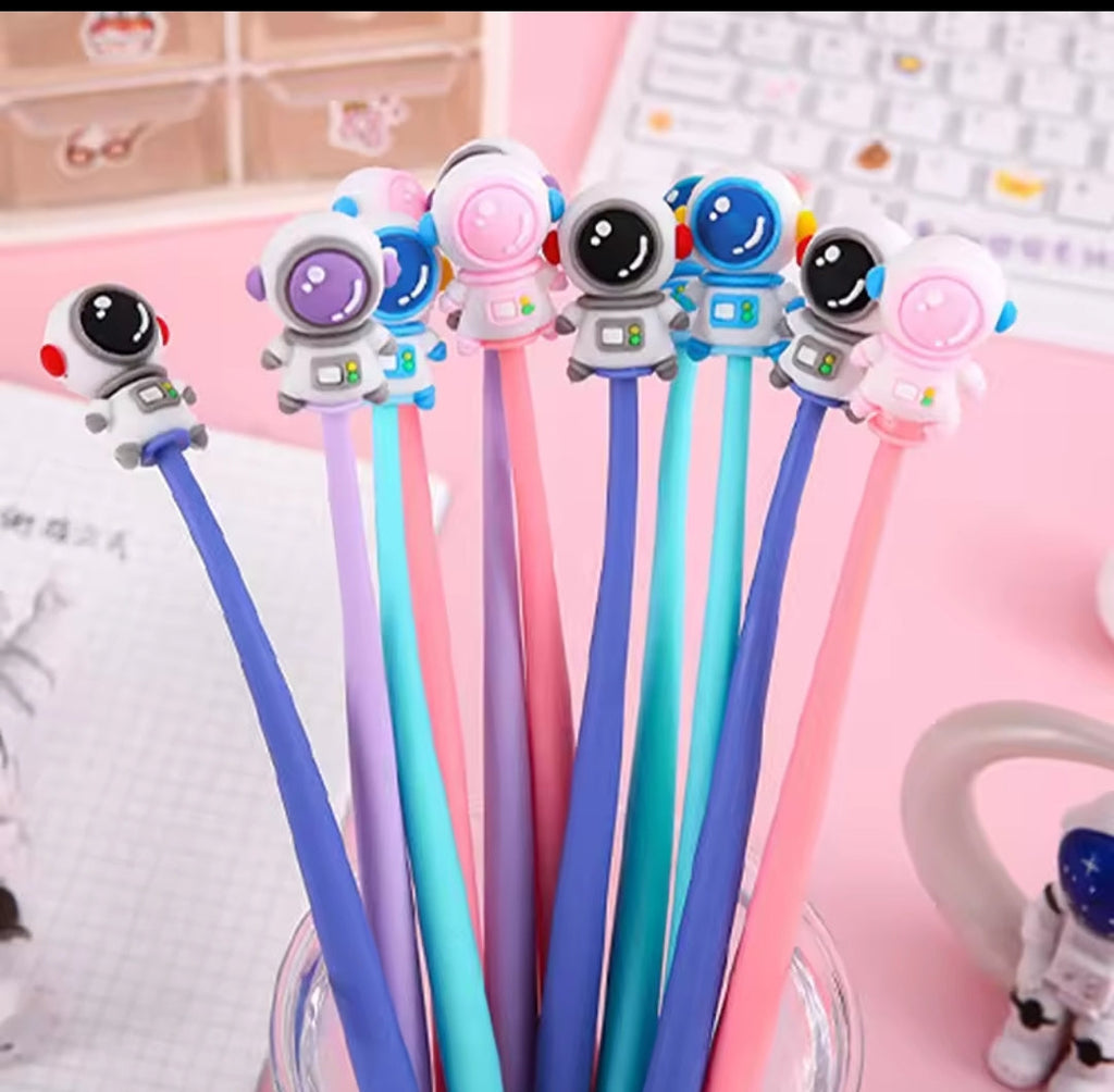 Fun Astronaut Soft Silicone Gel Pens | Cartoon Shake Black Ink Signature Pen, Perfect for School, Office, and Student Stationery Gifts