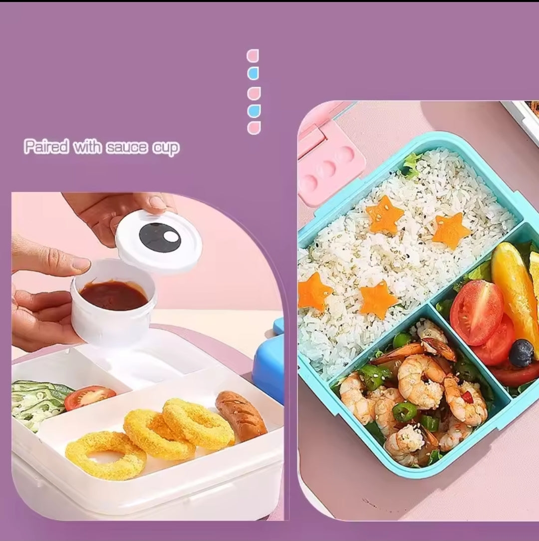 3D Cartoon Kids Bento Box | Leakproof Lunch Containers, Cute Square Lunch Box for Kids, Microwave-Safe Food Storage Container