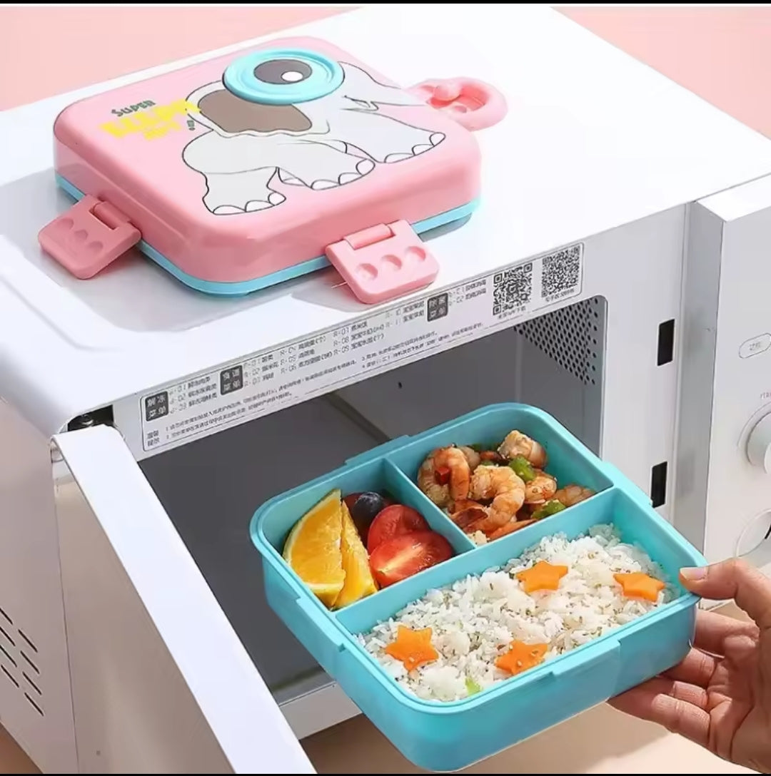 3D Cartoon Kids Bento Box | Leakproof Lunch Containers, Cute Square Lunch Box for Kids, Microwave-Safe Food Storage Container