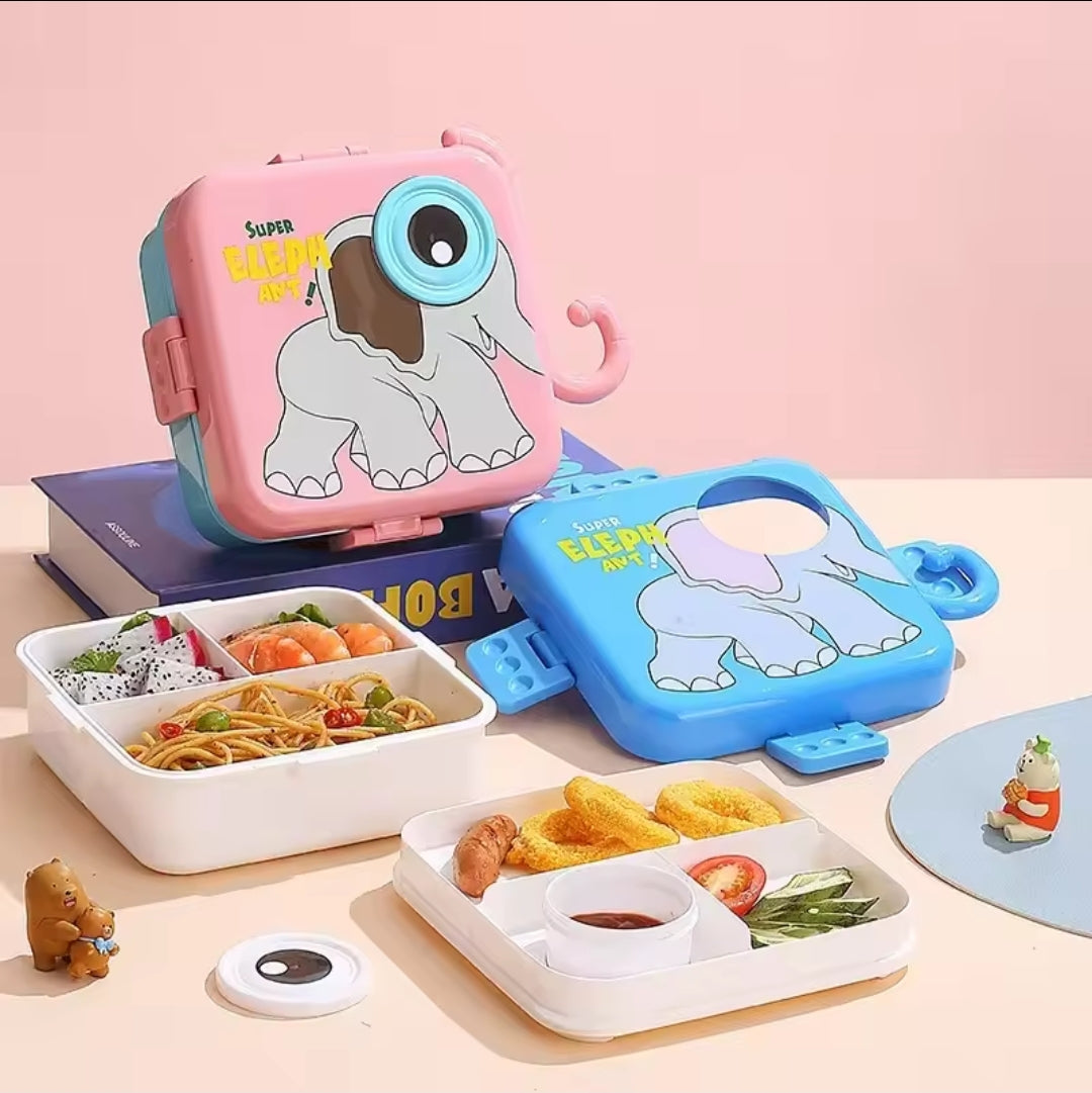 3D Cartoon Kids Bento Box | Leakproof Lunch Containers, Cute Square Lunch Box for Kids, Microwave-Safe Food Storage Container