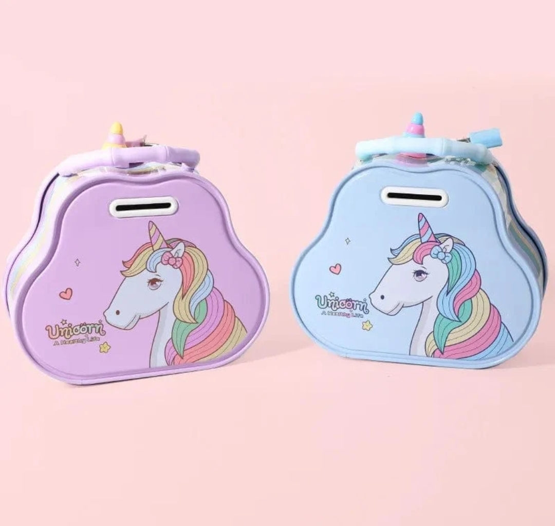 Cute Unicorn Piggy Bank Bank Money Saving Box With Lock!