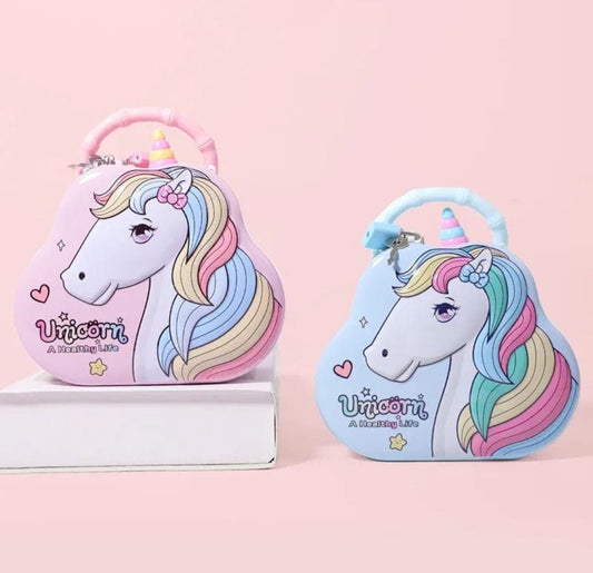 Cute Unicorn Piggy Bank Bank Money Saving Box With Lock!