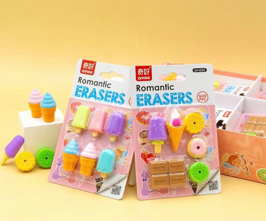 Set of 6 Adorable Cartoon Erasers!
