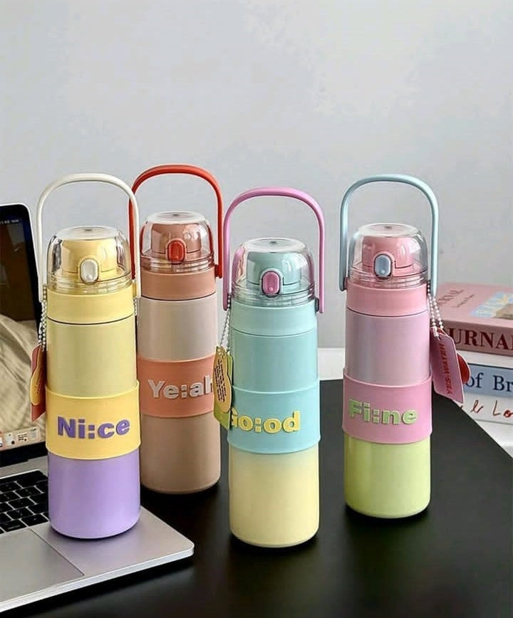 "New, Simple, and Spacious Portable Sports Mug – High-Quality Stainless Steel Direct Drinking Vacuum Cup"
