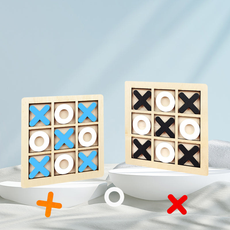 Tic Tac Toe Game - Early Educational Toy for Kids, XOXO Brain Game for Hand-Eye Coordination, Classic Montessori Wooden Puzzle, Interactive Board Game for Boys & Girls, Brain Training Gift