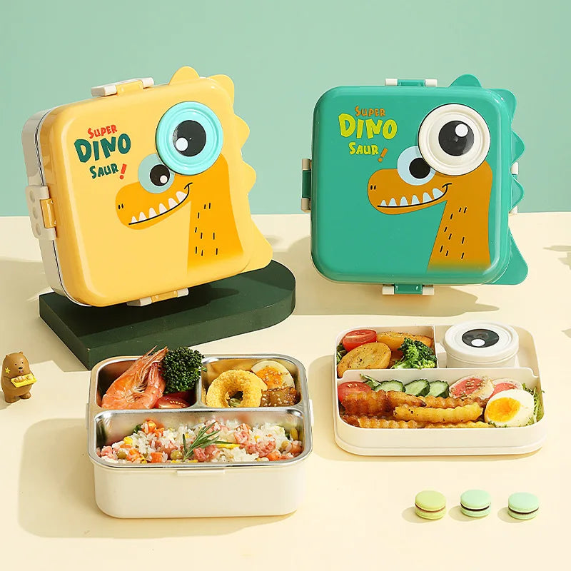 Double-Layer Portable Lunch Box for Kids | Includes Sauce Box, Spoon, and Microwave-Safe Bento Boxes, Food Storage Container Set