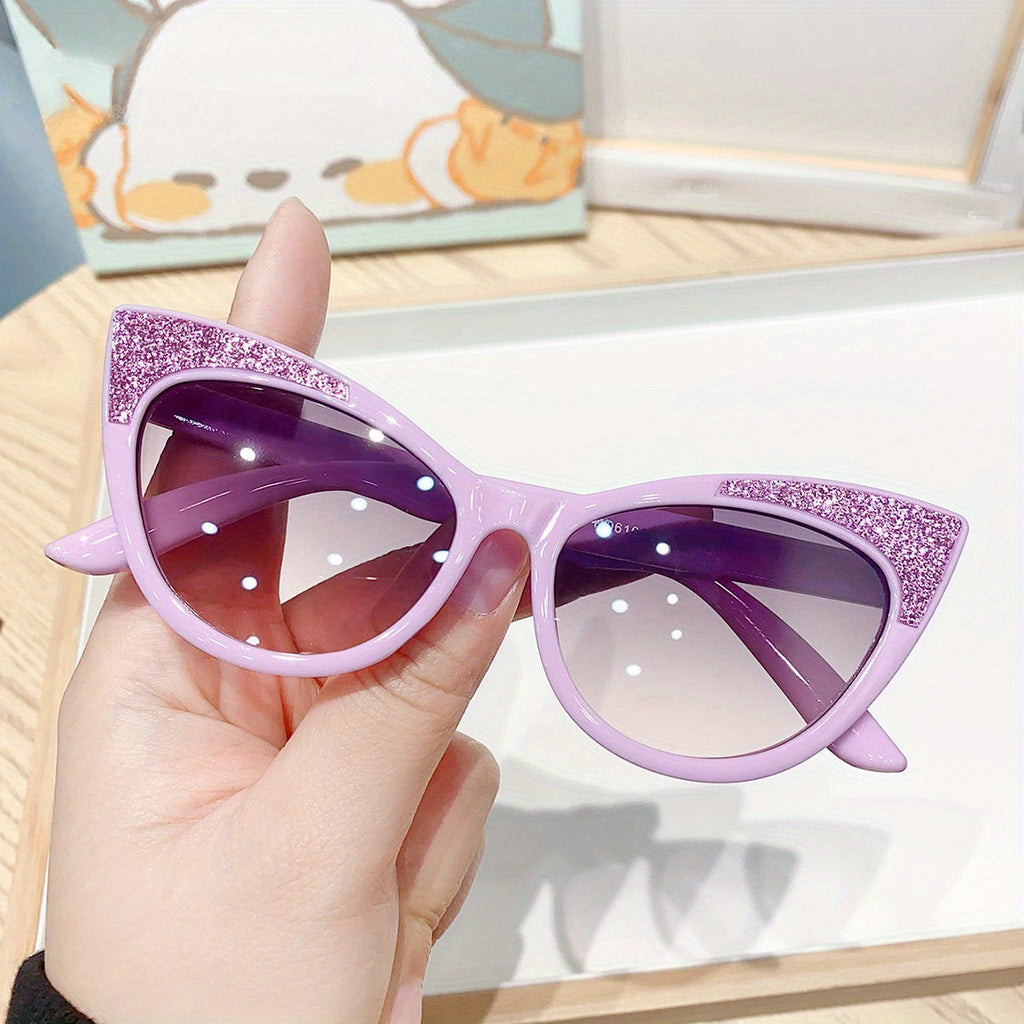 Glamorous Cat-Eye Sunglasses for Girls – Sparkly Bowknot Shades for Your Little Fashionista!