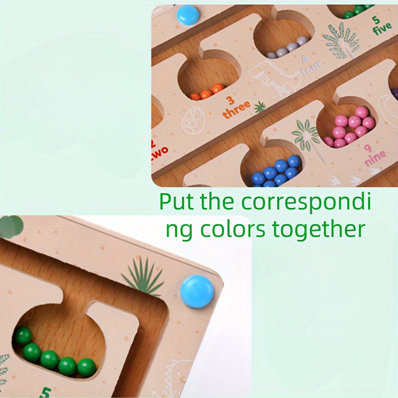 Educational Magnetic Pen Number Maze for Kids - Color Sorting, Counting Board with Rolling Ball Toy - Wooden Activity Game for Preschoolers