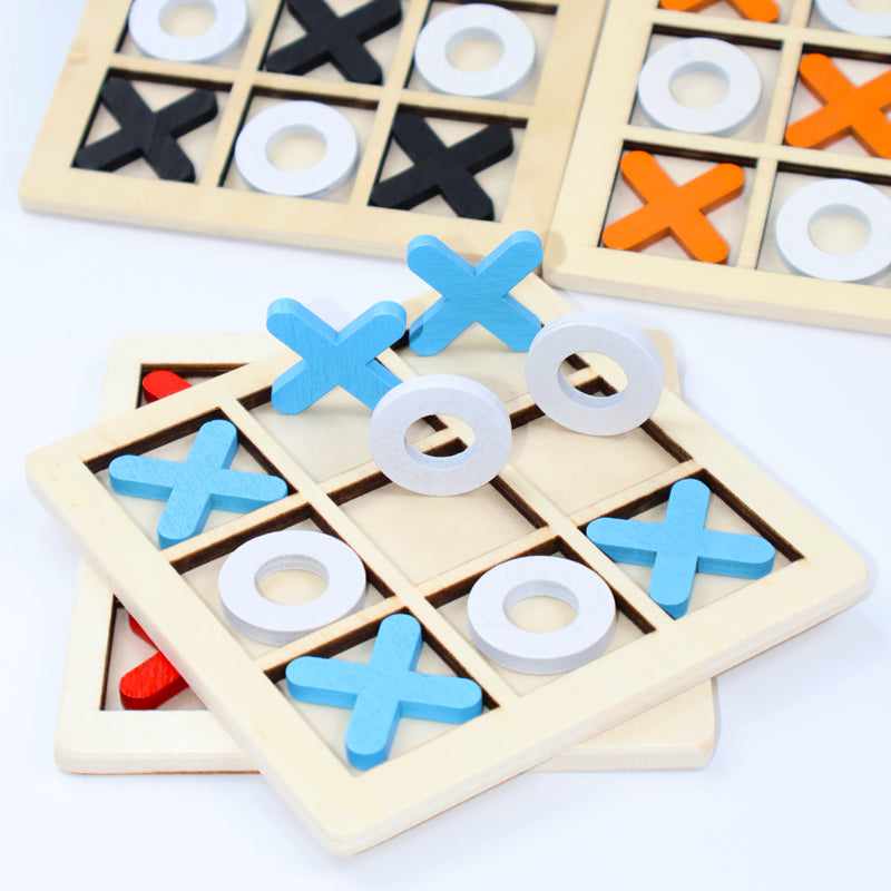Tic Tac Toe Game - Early Educational Toy for Kids, XOXO Brain Game for Hand-Eye Coordination, Classic Montessori Wooden Puzzle, Interactive Board Game for Boys & Girls, Brain Training Gift