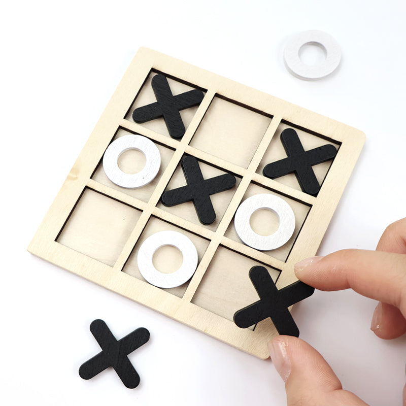 Tic Tac Toe Game - Early Educational Toy for Kids, XOXO Brain Game for Hand-Eye Coordination, Classic Montessori Wooden Puzzle, Interactive Board Game for Boys & Girls, Brain Training Gift