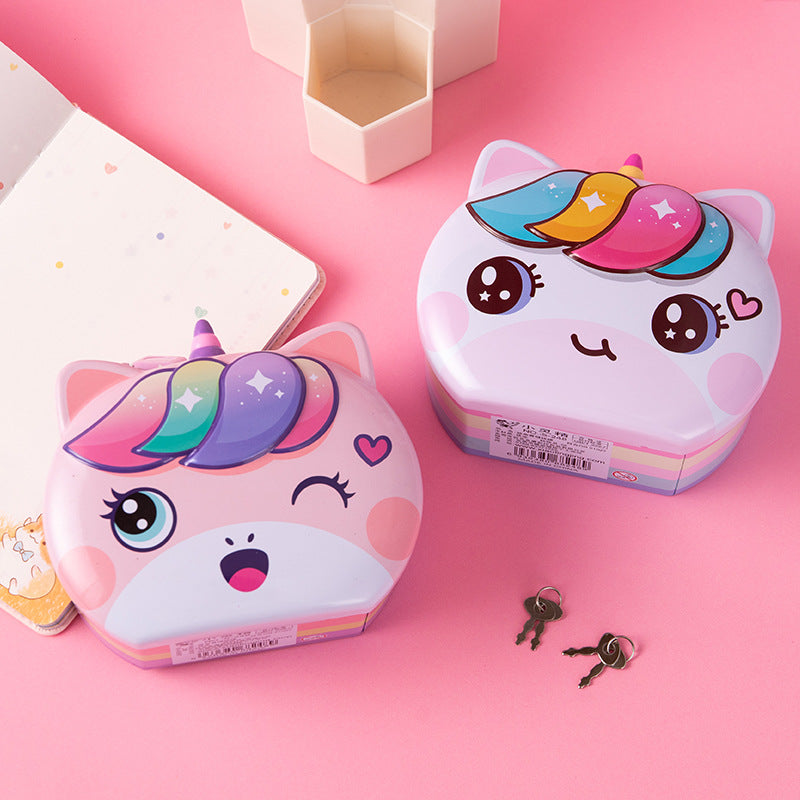 Cartoon Unicorn Piggy Bank Money Box With Lock!