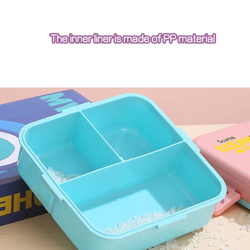 3D Cartoon Kids Bento Box | Leakproof Lunch Containers, Cute Square Lunch Box for Kids, Microwave-Safe Food Storage Container