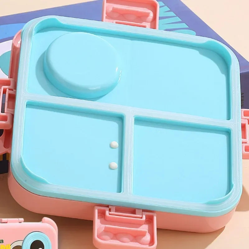 3D Cartoon Kids Bento Box | Leakproof Lunch Containers, Cute Square Lunch Box for Kids, Microwave-Safe Food Storage Container