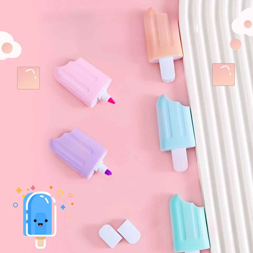 6pcs Mini Ice Cream Popsicles In Colorful Fluorescent Pens!
