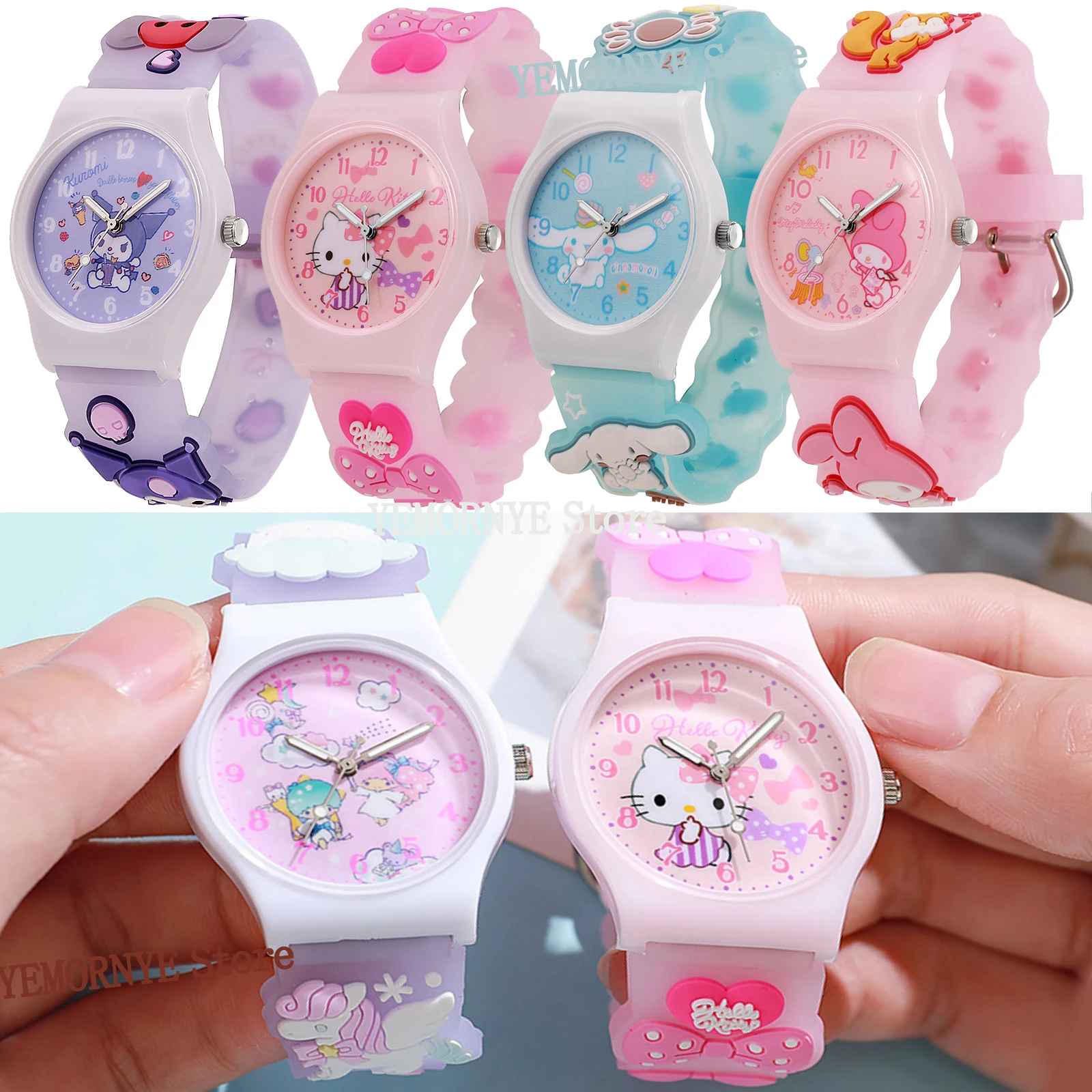Hello Kitty, Kuromi, My Melody & Cinnamoroll Cartoon Wristwatch – Cute Anime-Themed Kids Watch | Perfect Birthday Gift for Boys & Girls! 🎁⏰