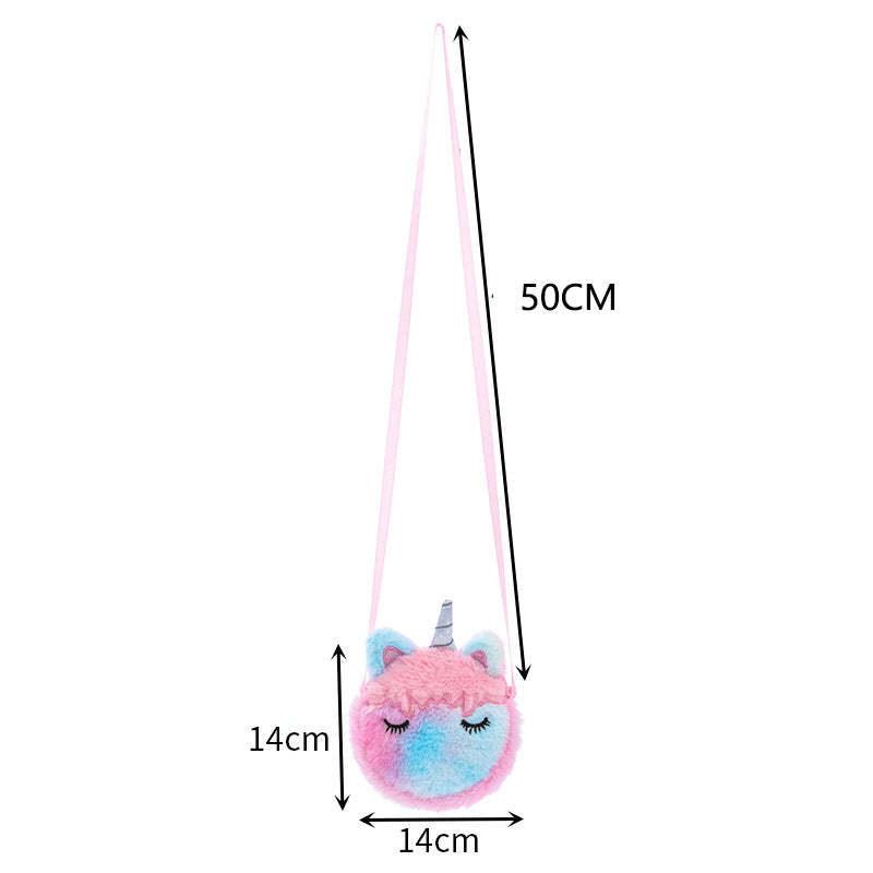 Charming Plush Cartoon Coin Purse  Random Colour– Cute Unicorn Animal Shoulder Bag and Mini Messenger Handbag for Girls in Random Colors, Perfect for Storing Keys and Coins!