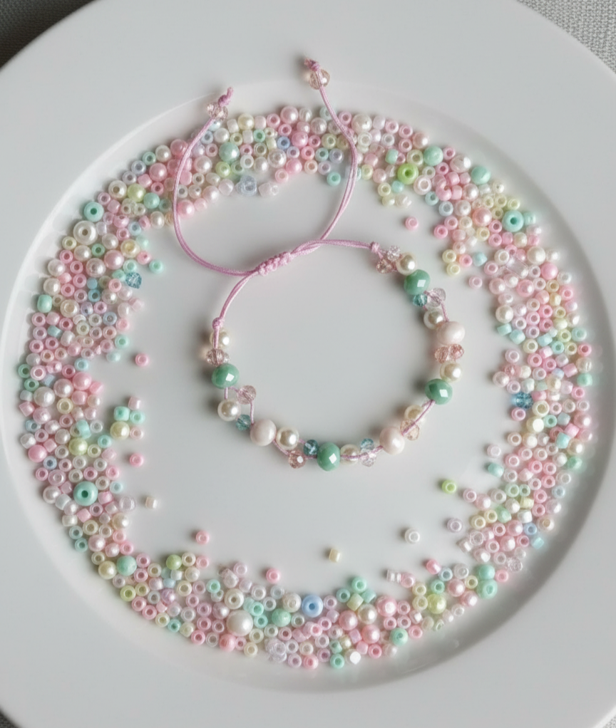🌸 Pastel Pearl Beaded Bracelet 🌸