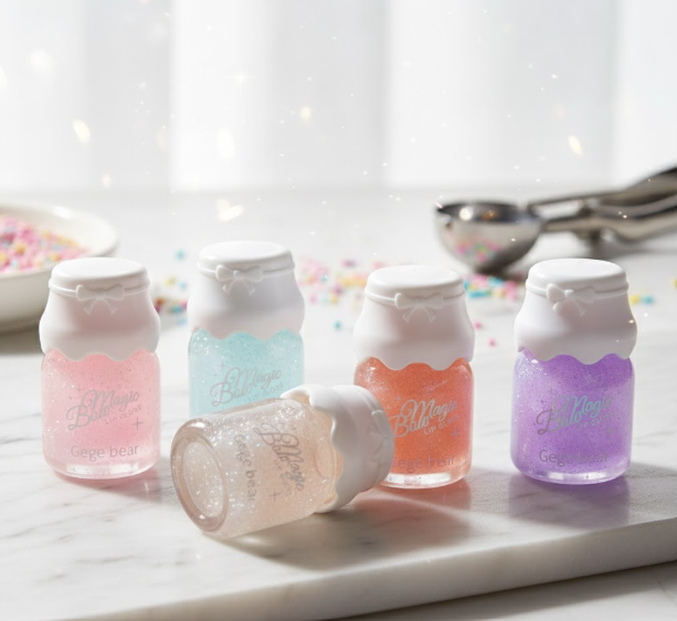 Cute Milk Jar Lip gloss Colorless Glitter Long Lasting Moisturizing Lips