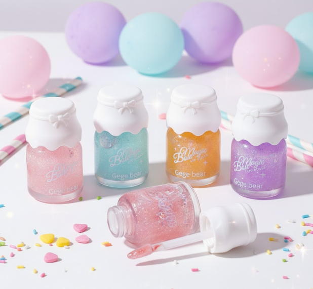 Cute Milk Jar Lip gloss Colorless Glitter Long Lasting Moisturizing Lips