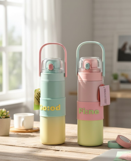 New Simple & Spacious Stainless Steel Portable Water Bottle!