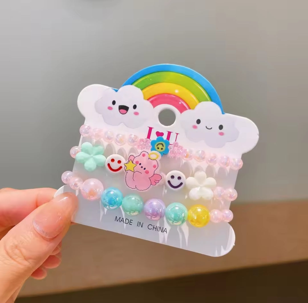 Cute & colorful 3-piece resin bracelets for girls! 🌈✨