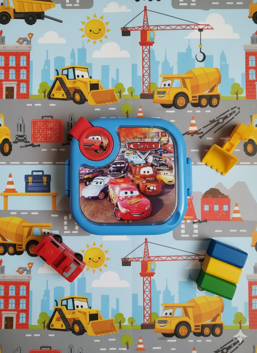 🏎️ Disney Cars Lunch Box for Boys – Lightning McQueen Design 🏁