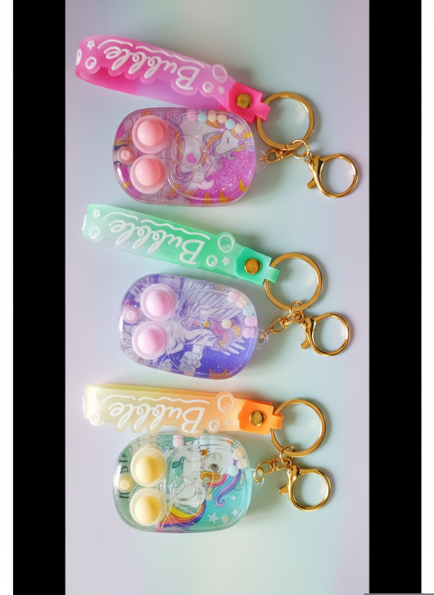 Cute Unicorn Bubble Game Keychain|Stress Relief Fidget Toy with Soft Silicone Buttons & Colorful Design