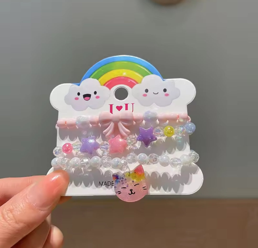 Cute & colorful 3-piece resin bracelets for girls! 🌈✨