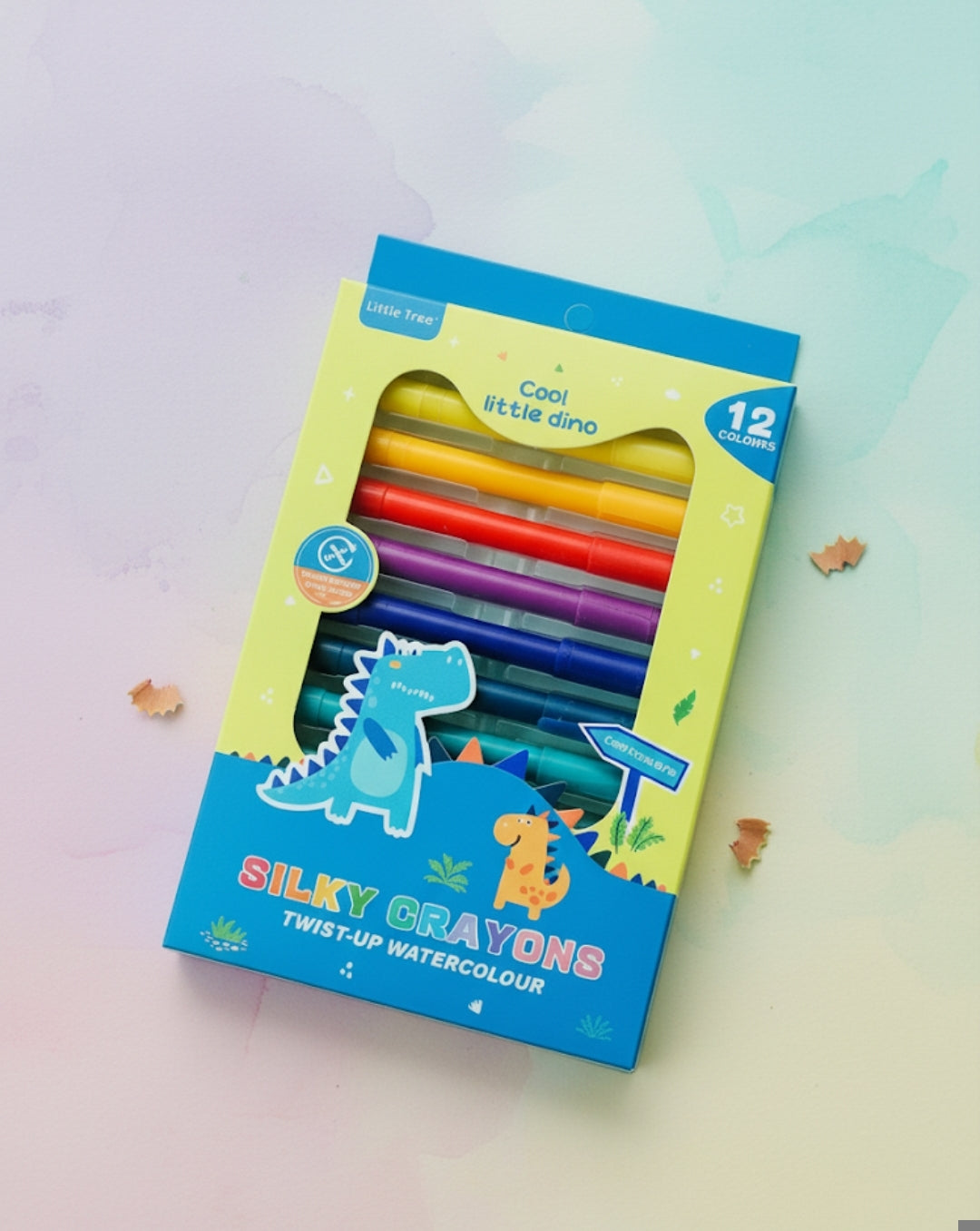 Little Tree Silky Blendable Crayons 12 Colours – Twist-Up Watercolour Crayons for Kids