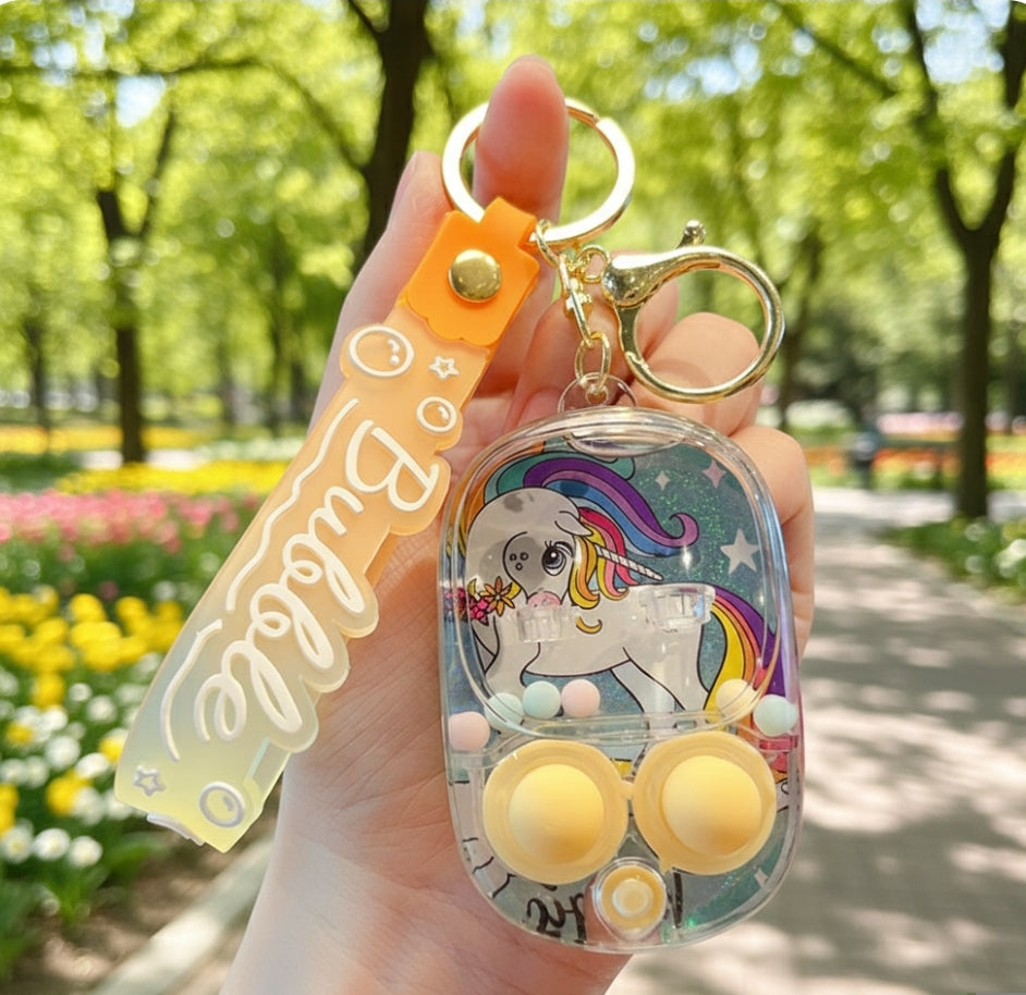Cute Unicorn Bubble Game Keychain|Stress Relief Fidget Toy with Soft Silicone Buttons & Colorful Design