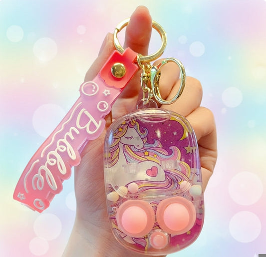 Cute Unicorn Bubble Game Keychain|Stress Relief Fidget Toy with Soft Silicone Buttons & Colorful Design