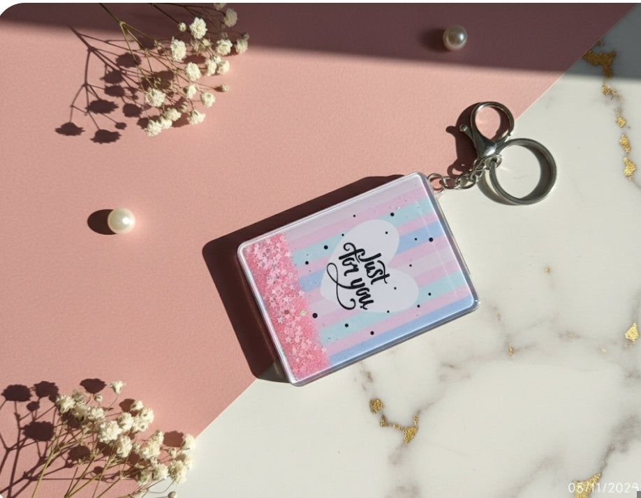 ✨ Shimmering "Just For You" Compact Mirror Keychain