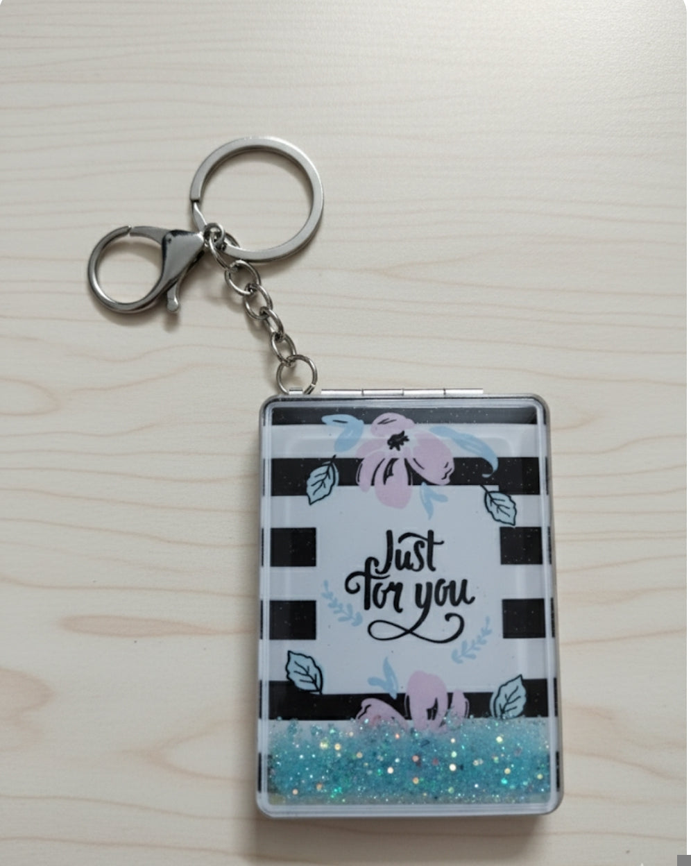 ✨ Shimmering "Just For You" Compact Mirror Keychain