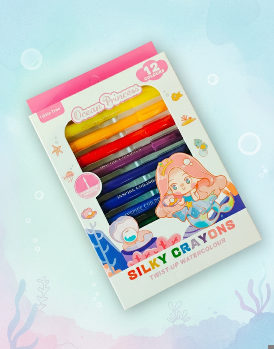 Little Tree Silky Blendable Crayons 12 Colours – Twist-Up Watercolour Crayons for Kids