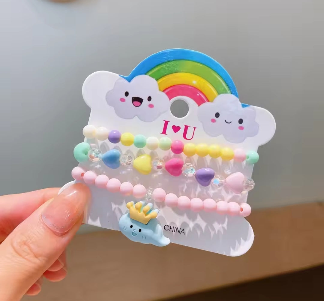 Cute & colorful 3-piece resin bracelets for girls! 🌈✨